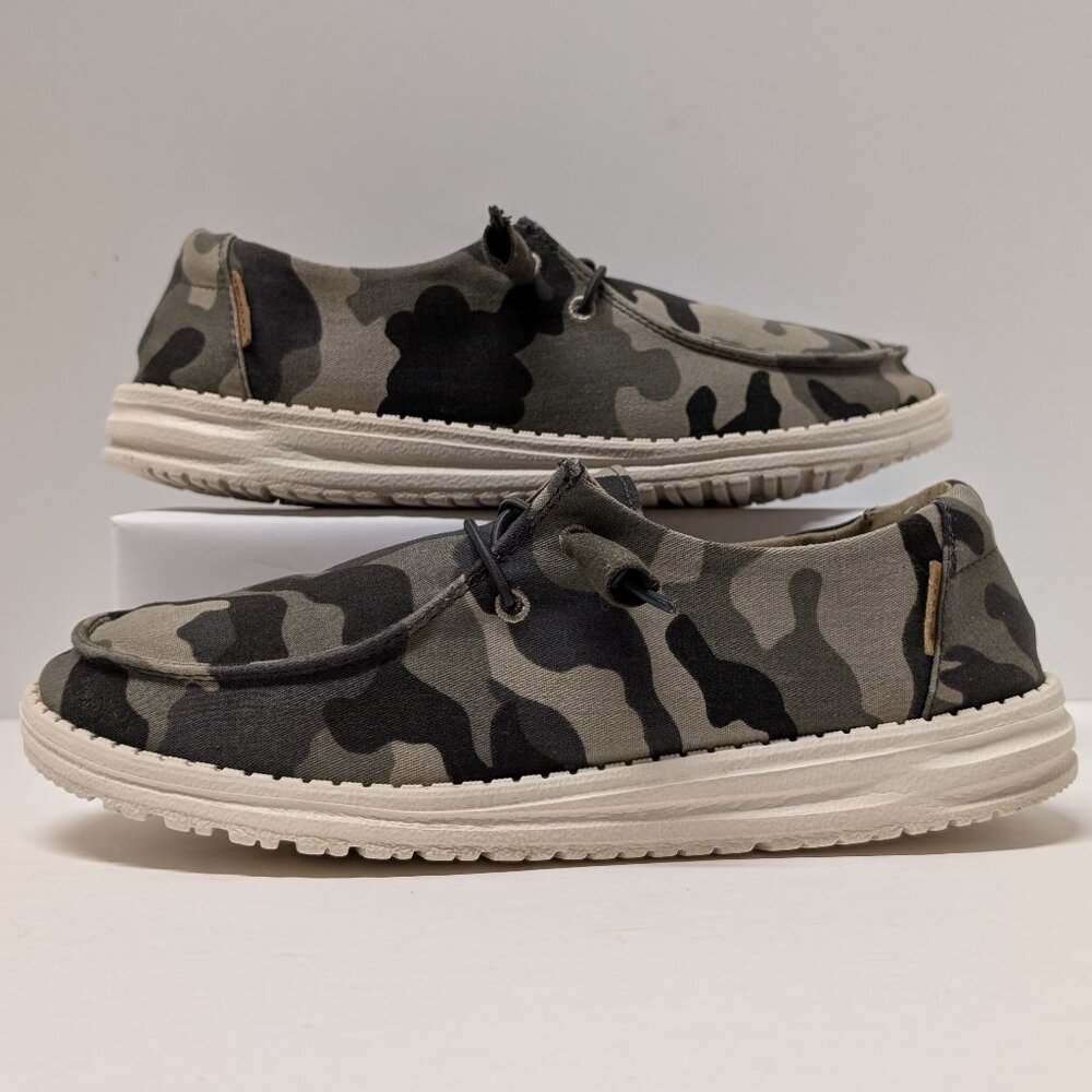 Hey Dude Wendy Camo Slip-On Shoes in Green and Black - Picture 7 of 16